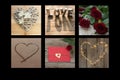 Romantic collage of hearts and flowers Royalty Free Stock Photo