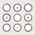 Romantic collection with hand drawn round frames. Royalty Free Stock Photo