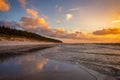 Romantic, colorful sunset over the sea beach, baltic sea