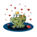 Romantic composition. Frog princess, heart and magic arrow Royalty Free Stock Photo