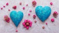 romantic composition valentine day hearts flowers AI generated Royalty Free Stock Photo