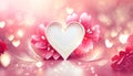 Romantic composition with white heart and pink flowers