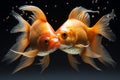 Romantic connection, goldfish form heart shape, a unique underwater bond