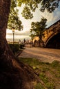 Charles Bridge sunlit in the morning Royalty Free Stock Photo