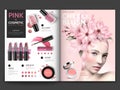 Romantic cosmetic magazine template