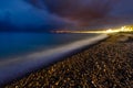 Romantic Cote d'Azure Beach at Night, Nice, French Royalty Free Stock Photo