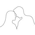 Loving couple continuous line vector illustration