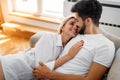 Romantic couple in bed Royalty Free Stock Photo