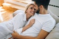 Romantic couple in bed Royalty Free Stock Photo