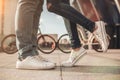 Romantic couple with bicycles Royalty Free Stock Photo