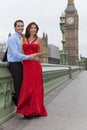 Romantic Couple by Big Ben, London, England Royalty Free Stock Photo