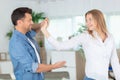 romantic couple dancing in lving room Royalty Free Stock Photo