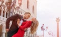 Romantic couple dancing on the street in Venice Royalty Free Stock Photo