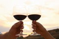 Romantic couple drinking wine together on beach Royalty Free Stock Photo