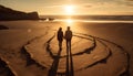 Romantic couple embraces at sunset, enjoying nature beauty together generated by AI Royalty Free Stock Photo