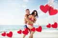 Romantic couple embracing each other on beach Royalty Free Stock Photo