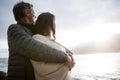 Romantic couple embracing each other on beach Royalty Free Stock Photo