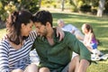 Romantic couple embracing each other in the park Royalty Free Stock Photo