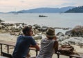 Romantic couple enjoy on the beach