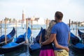 Romantic couple enjoying evening in Venice Royalty Free Stock Photo