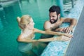 Romantic couple enjoying thermal bath Royalty Free Stock Photo