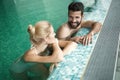 Romantic couple enjoying thermal bath Royalty Free Stock Photo