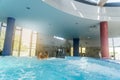 Romantic couple enjoying thermal bath spa and wellness center Royalty Free Stock Photo