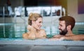 Romantic couple enjoying thermal bath Royalty Free Stock Photo
