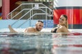 Romantic couple enjoying thermal bath spa and wellness center Royalty Free Stock Photo