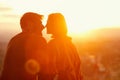 Romantic couple enjoying together on romantic sunset Royalty Free Stock Photo