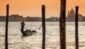 Romantic couple on gondola in the Grand Canal, Venice, Italy Royalty Free Stock Photo