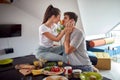 Romantic couple having breakfast together Royalty Free Stock Photo