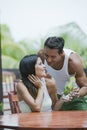 Romantic couple having drinks Royalty Free Stock Photo