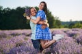 Romantic couple in a lavender plantation