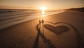 Romantic couple holding hands, enjoying sunset on tranquil coastline generated by AI Royalty Free Stock Photo