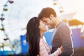 Romantic couple infront of santa monica Royalty Free Stock Photo