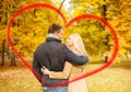 Romantic couple kissing in the autumn park Royalty Free Stock Photo