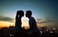 Romantic couple kissing in the city Royalty Free Stock Photo