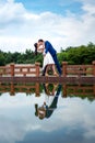 Romantic couple kissing in the park Royalty Free Stock Photo