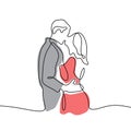 Romantic couple kissing vector illustration