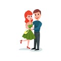 Romantic couple in love hugging, happy man and woman on a date cartoon vector Illustration Royalty Free Stock Photo