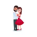 Romantic couple in love hugging, happy man and woman on a date cartoon vector Illustration Royalty Free Stock Photo