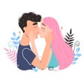 Romantic couple in love kissing. World kissing Day Royalty Free Stock Photo