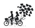 Romantic couple man and woman on a date driving bike