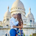 Romantic couple on Montmartre Royalty Free Stock Photo