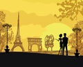 Romantic couple in Paris Royalty Free Stock Photo