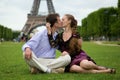 Romantic couple in Paris kissing Royalty Free Stock Photo