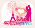 Romantic couple in Paris kissing near the Eiffel Tower Royalty Free Stock Photo