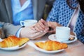 Romantic couple in Parisian cafe Royalty Free Stock Photo