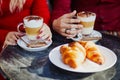 Romantic couple in Parisian outdoor cafe Royalty Free Stock Photo